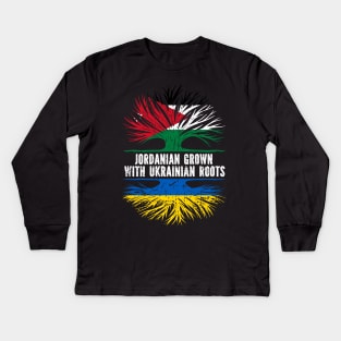 Jordanian Grown with Ukrainian Roots Flag Kids Long Sleeve T-Shirt